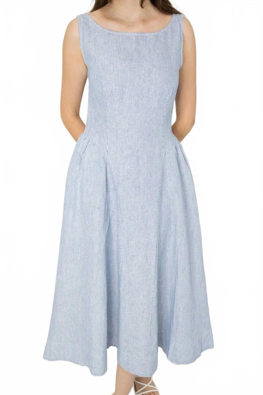 NEW OLIVACEOUS alina stripe maxi dress in blue